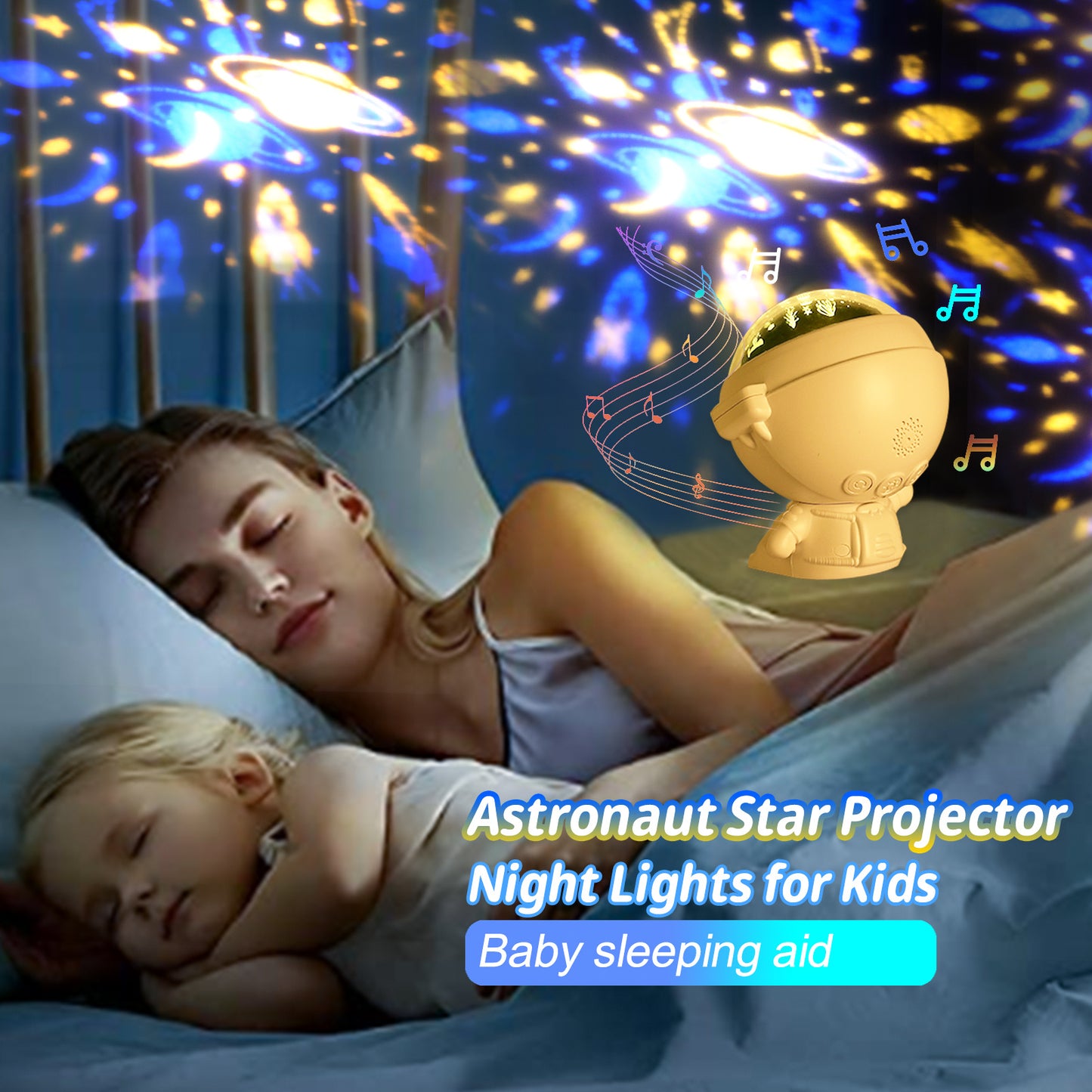 Luz Nocturna Astronauta | Proyector de Estrellas para Habitación y Regalos